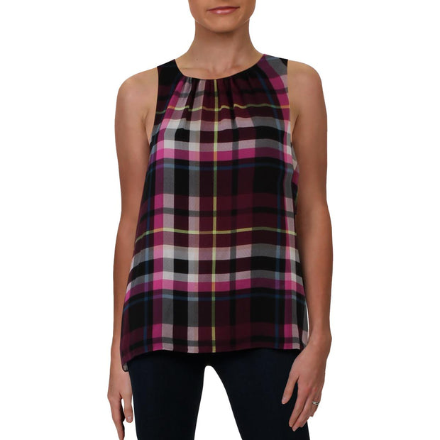 Vince Camuto Womens Plaid Swing Tank Top