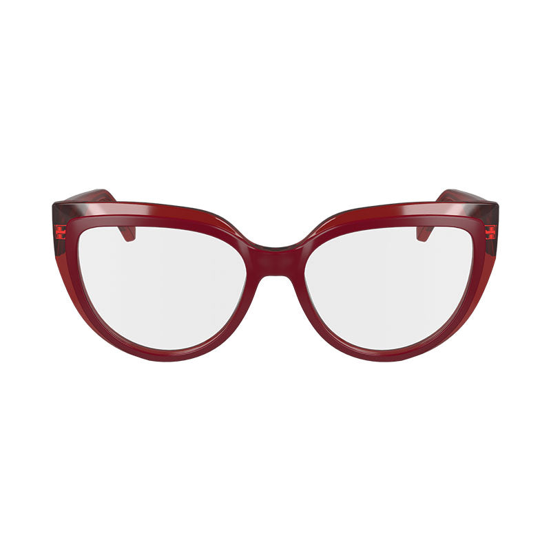 Salvatore Ferragamo Eyeglasses Cat Eye Full Rim, Transparent Red Frame and Clear Demo Lens Lens SF2984613