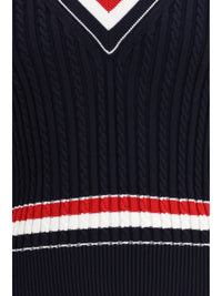 THOM BROWNE Thom Browne Men Intarsia Cable-Knit V-Neck Sweater