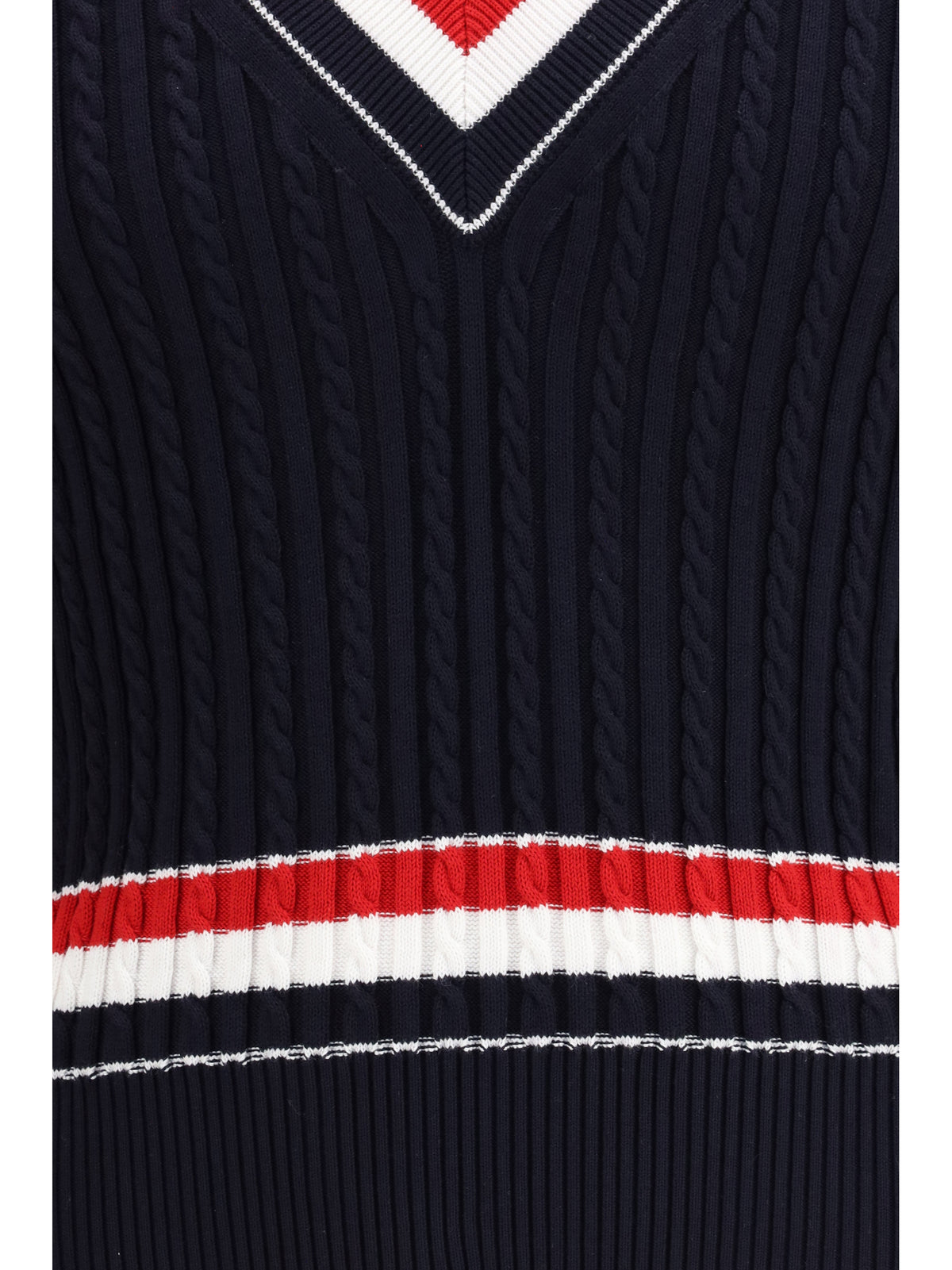 THOM BROWNE Thom Browne Men Intarsia Cable-Knit V-Neck Sweater
