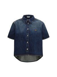 Loewe Women Short Sleeve Denim Trapeze Shirt