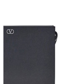 Valentino Garavani Men Vlogo Signature Grained Calfskin Pouch