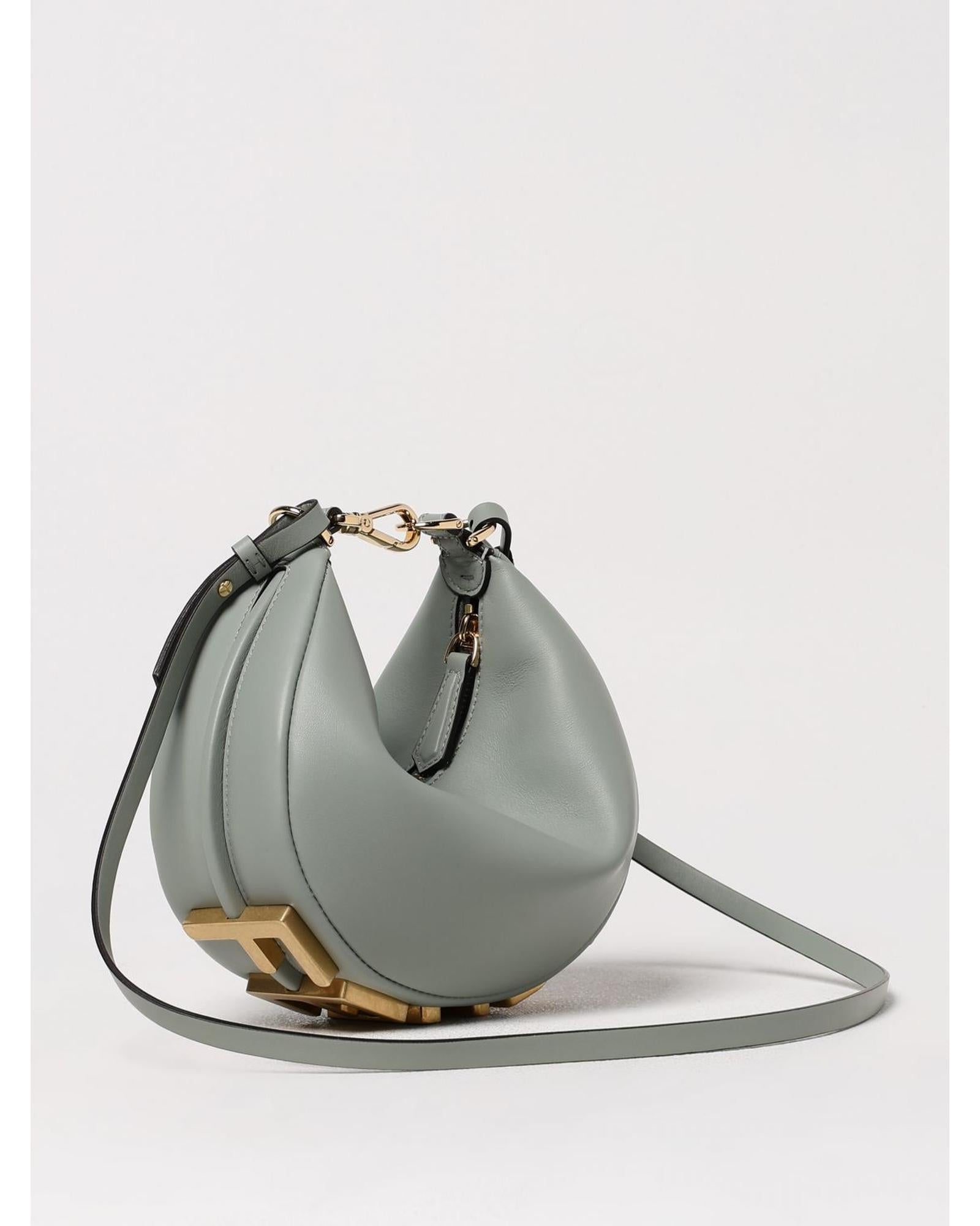 Fendi Moon Bag Crescent Shaped Leather Handbag Women Sky Blue Mini Bags