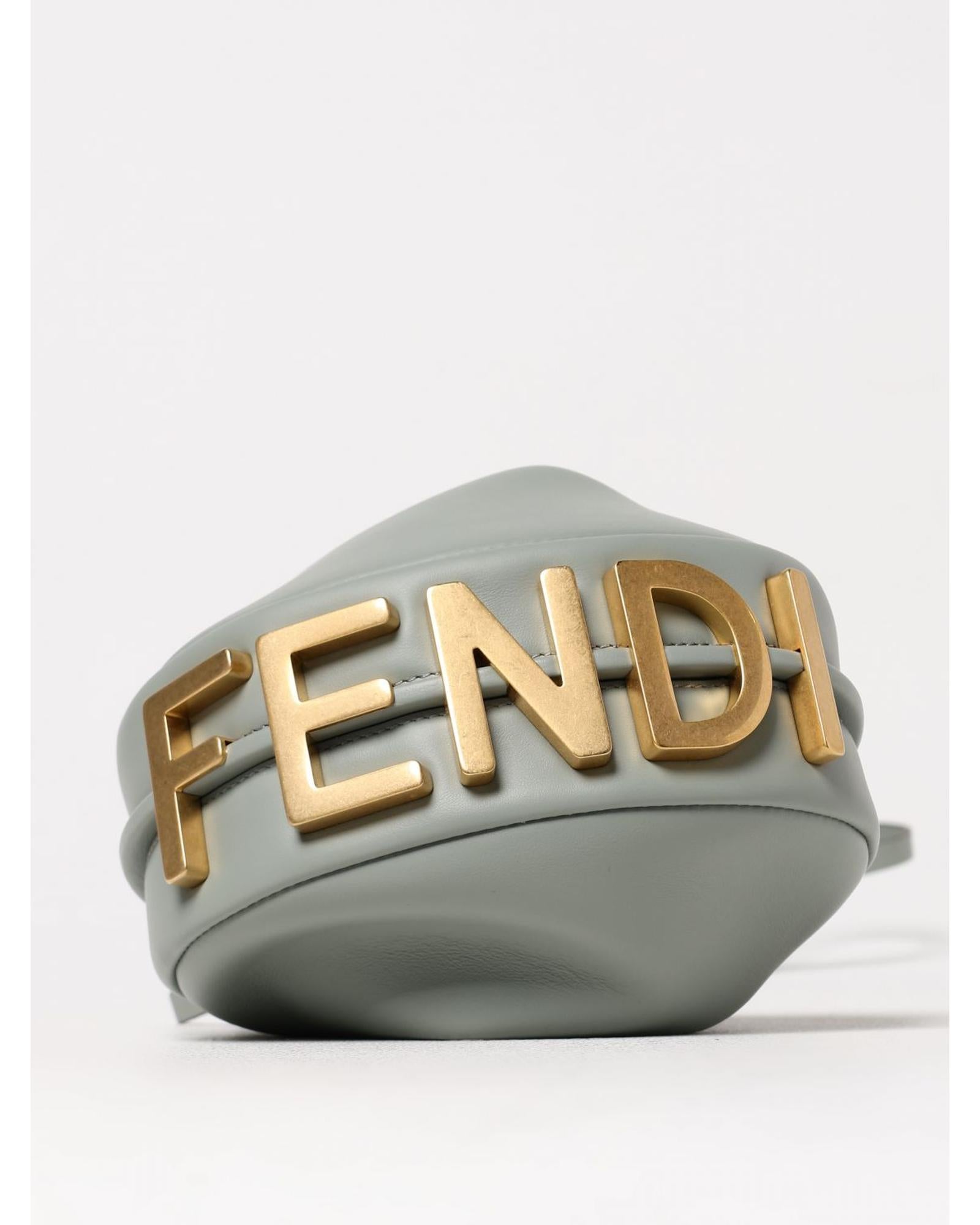 Fendi Moon Bag Crescent Shaped Leather Handbag Women Sky Blue Mini Bags