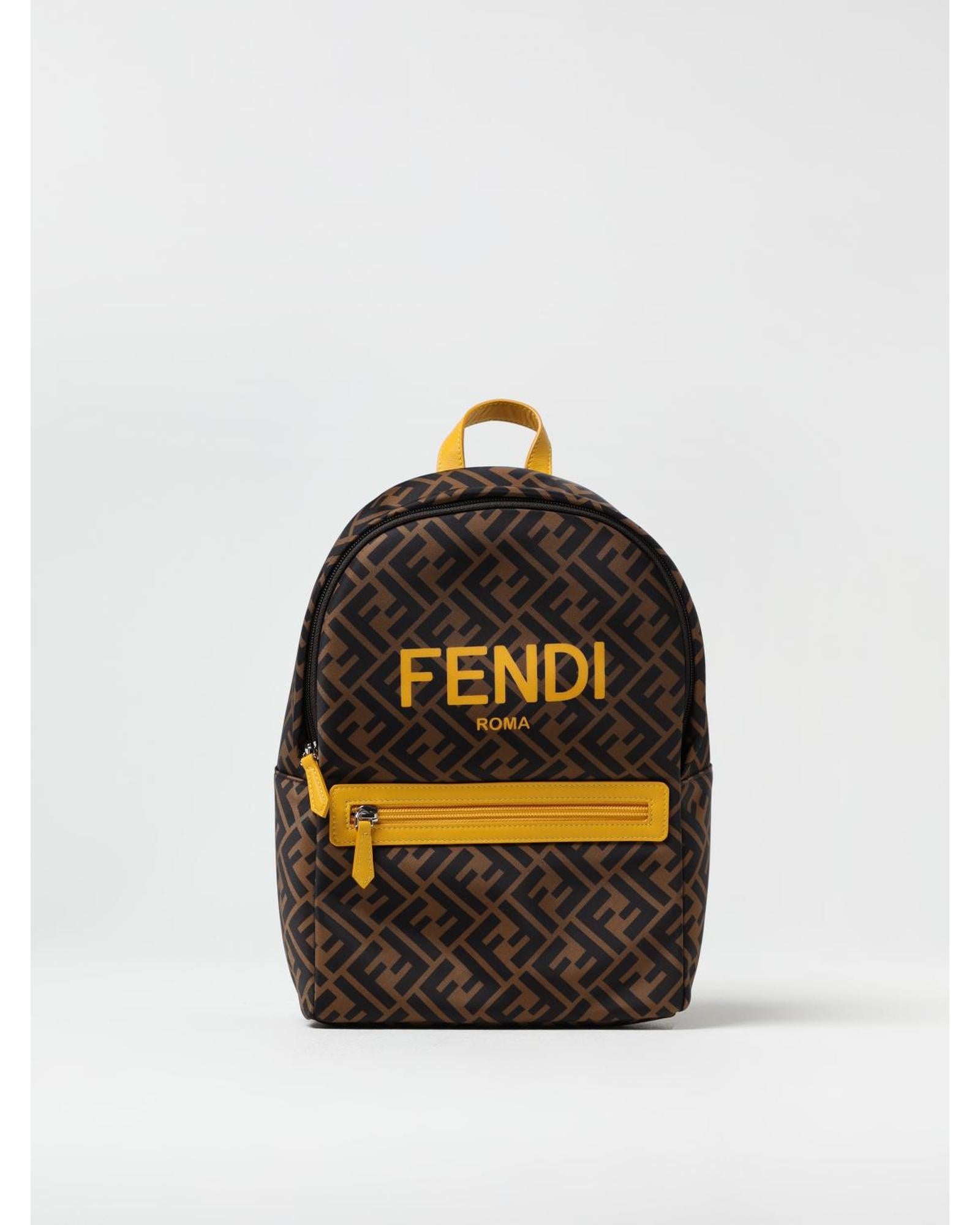 Fendi FF Logo Backpack Kids Tobacco Duffel Bags
