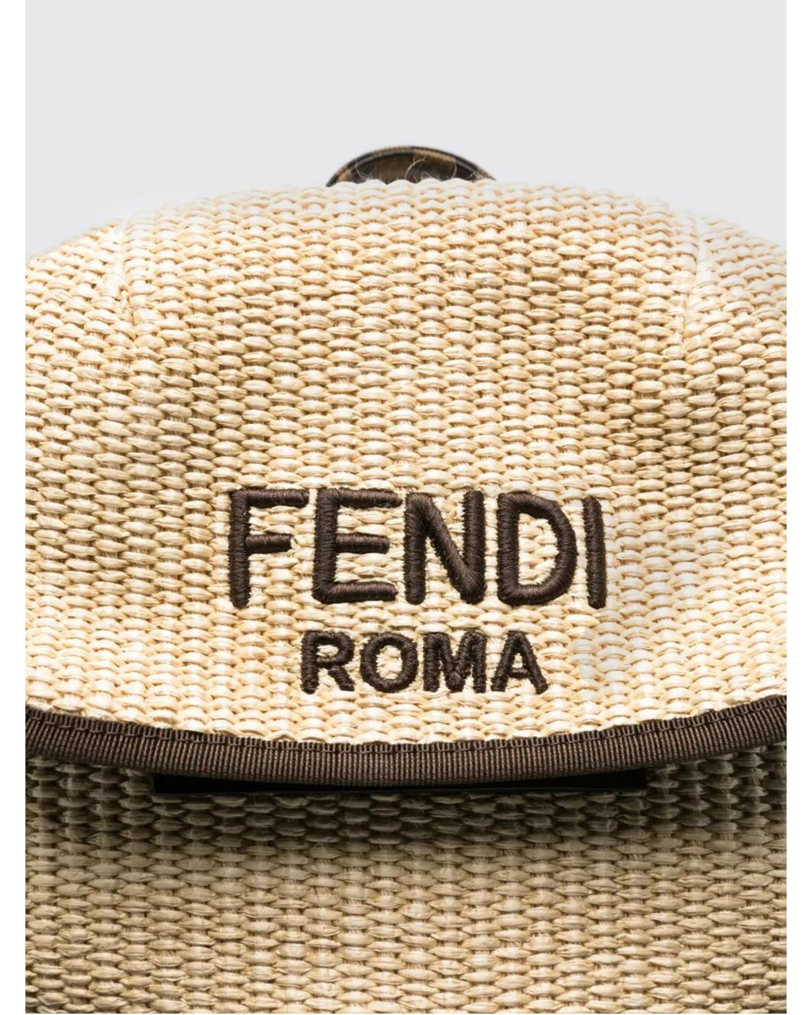 Fendi Raffia Backpack FF Motif Kids Natural Duffel Bags