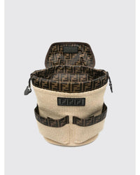 Fendi Raffia Backpack FF Motif Kids Natural Duffel Bags