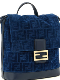 Fendi Women Ff Flocked Denim Backpack