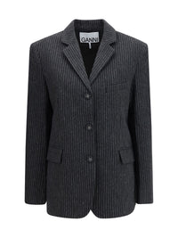 Ganni Women Pinstripe Wool Blazer