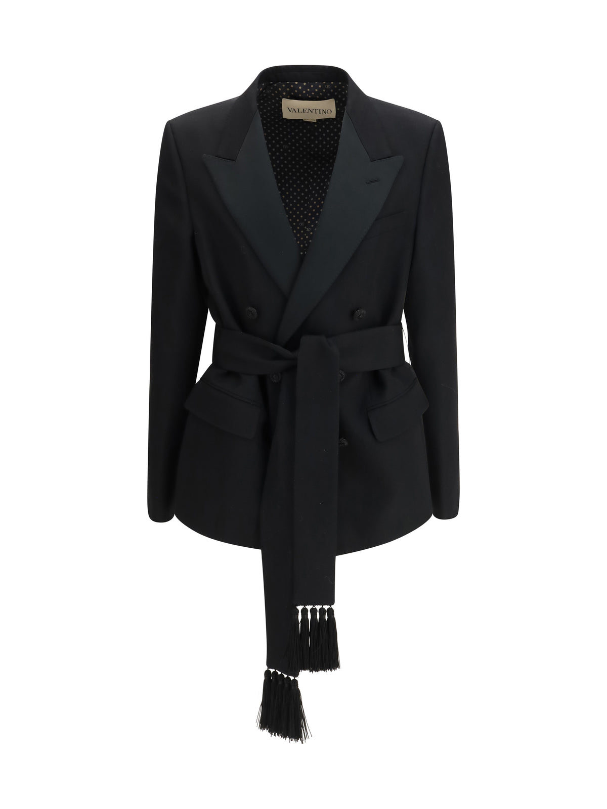 Valentino Men Double-Breasted Virgin Wool Blazer With Belt