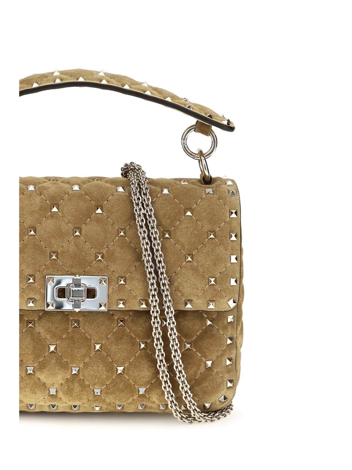 Valentino Garavani Women Medium Rockstud Spike Suede Top Handle Bag