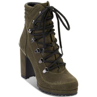Lenni Womens Faux Leather Ankle Booties Military
