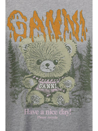 Ganni Women Teddy Forest Cotton T-Shirt