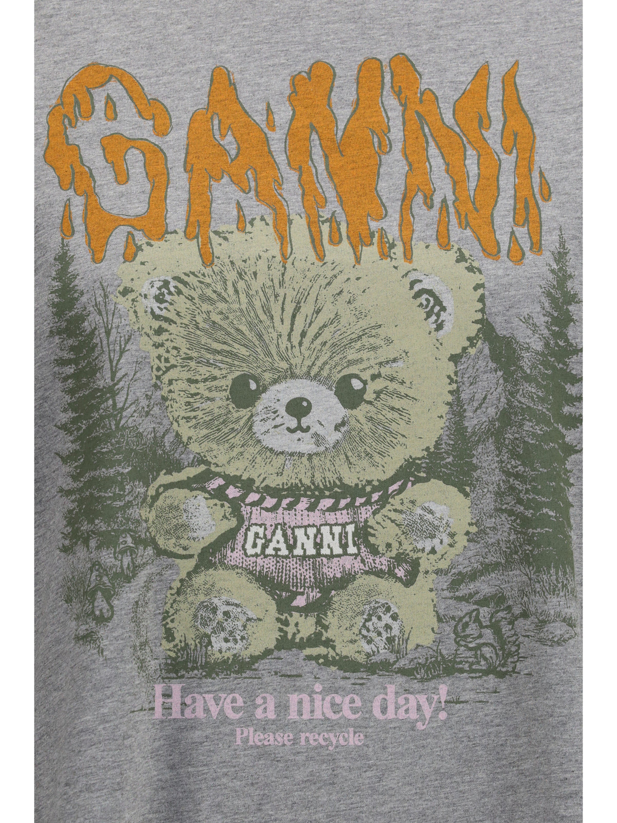 Ganni Women Teddy Forest Cotton T-Shirt