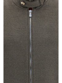 Brunello Cucinelli Men Wool Zip Jacket With High Collar
