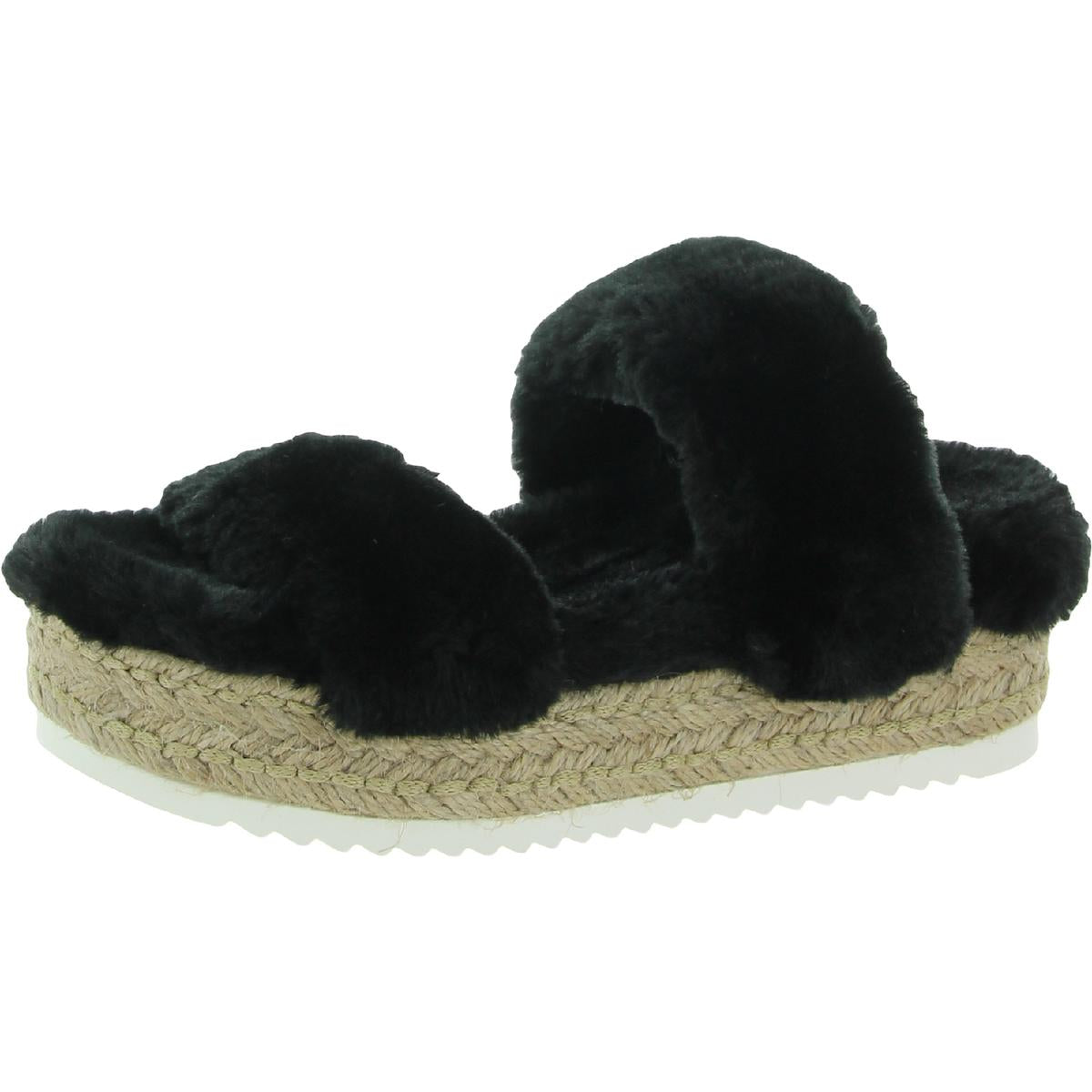 Katana Womens Faux Fur Open Toe Platform Sandals