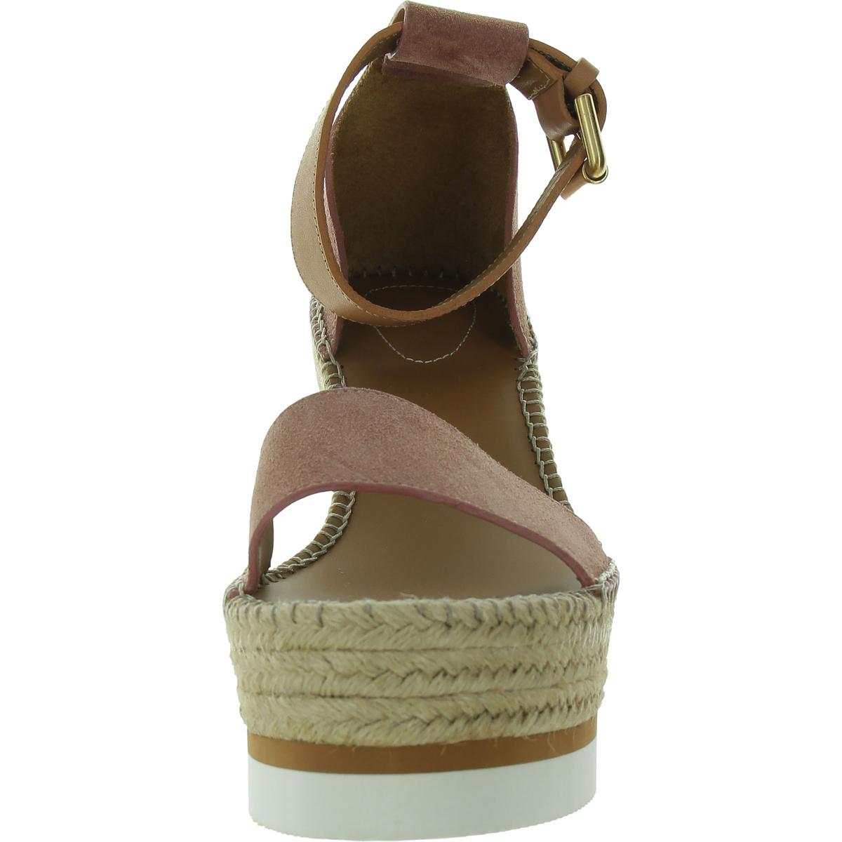 Womens Leather Ankle Strap Wedge Sandals