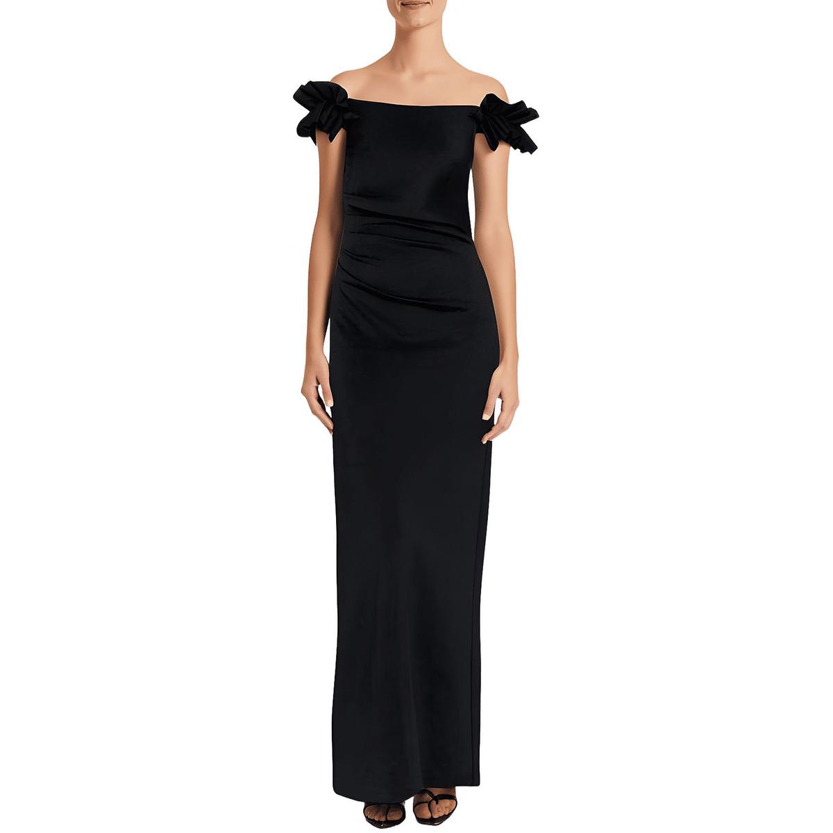 Petites Womens Ruched Maxi Maxi Dress
