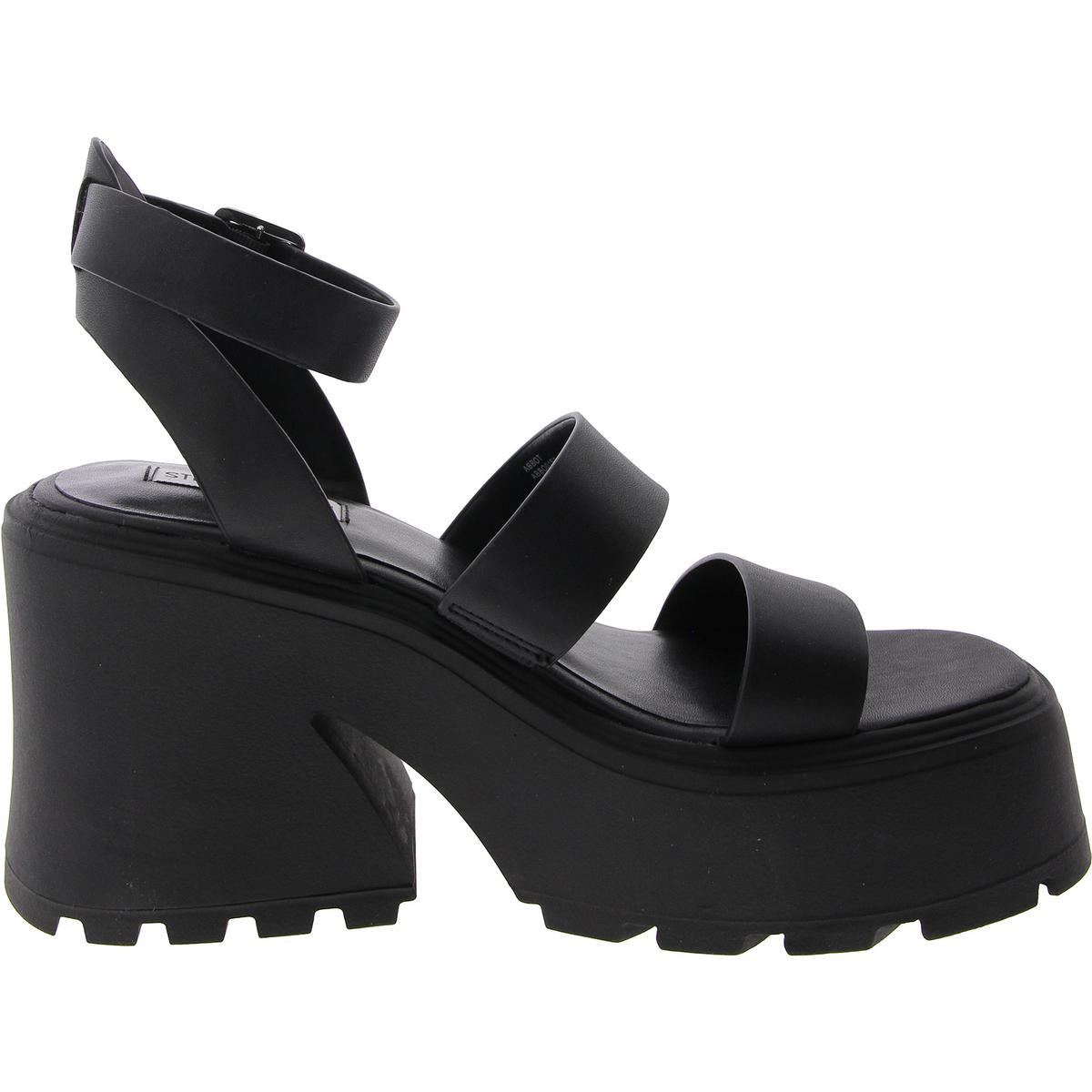 Womens Faux Leather Ankle Strap Platform Sandals