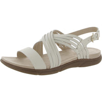 Marlis Womens Leather Padded Sole Slingback Sandals 9.5 Wide White
