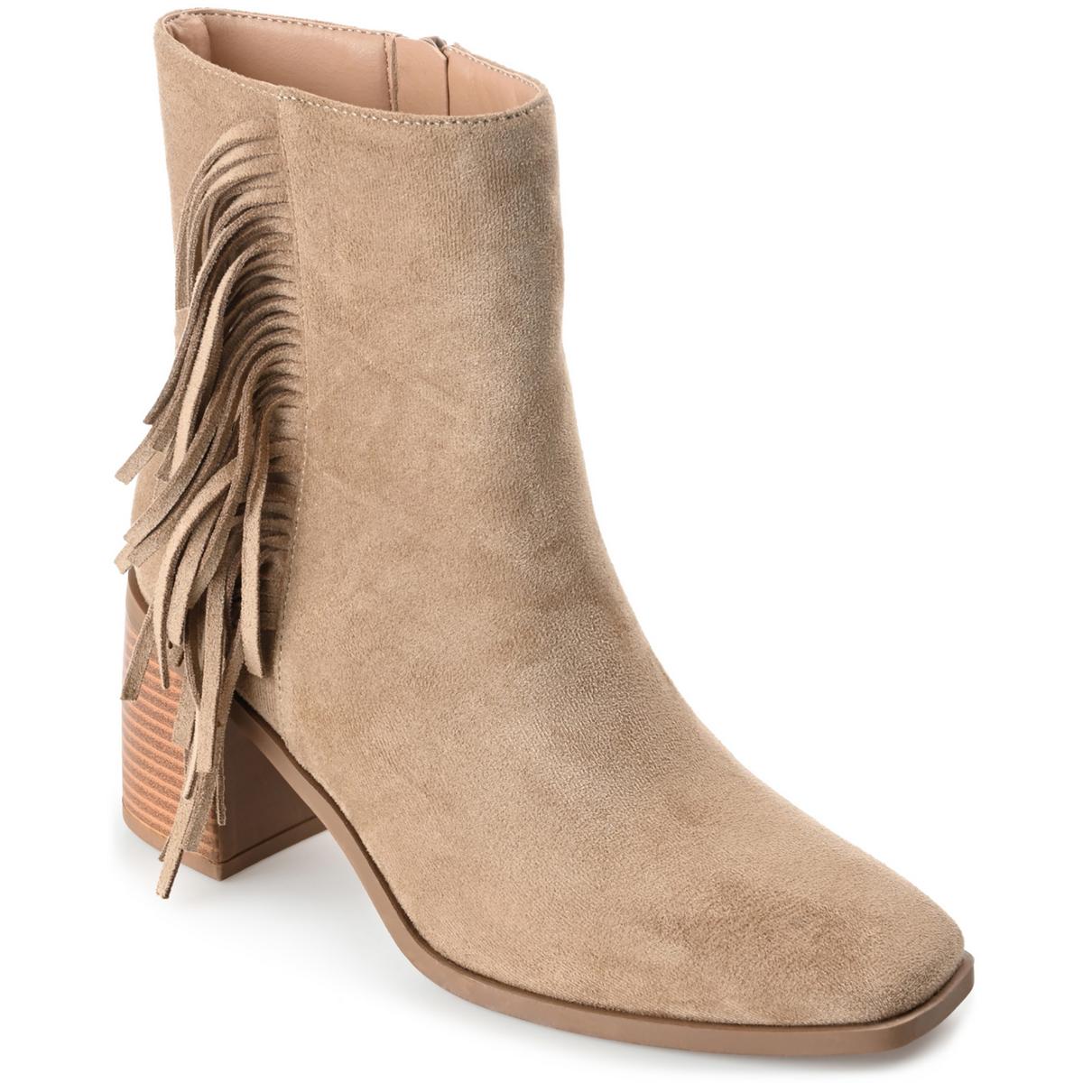 Noriah Womens Zipper Faux Suede Booties Tan
