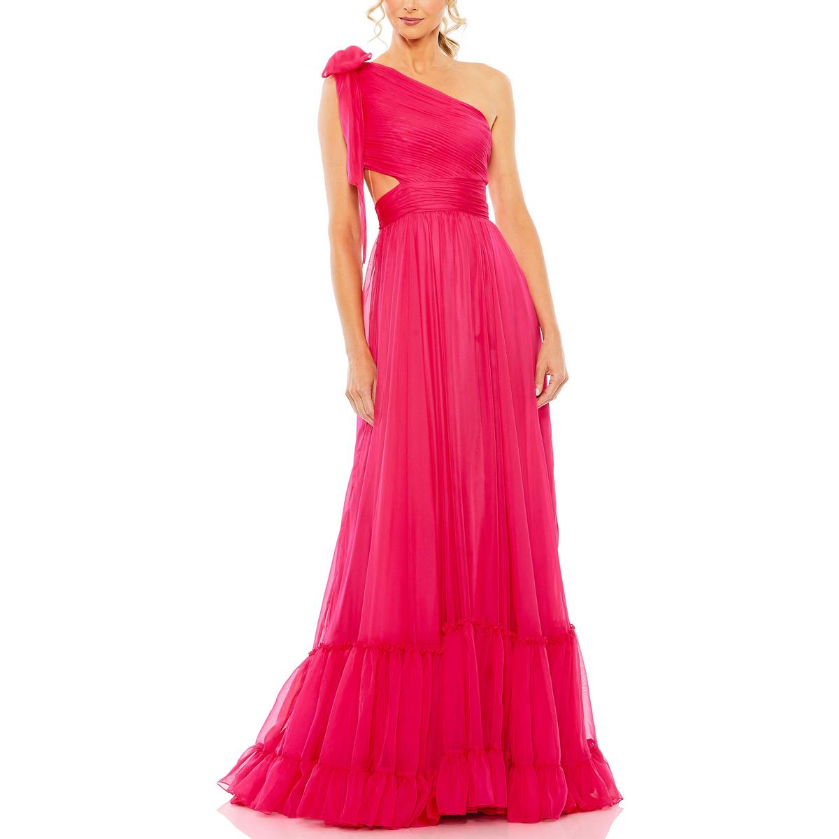 Womens Chiffon Cut-Out Evening Dress