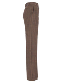 Ganni Women Brown Pinstriped Wool Trousers
