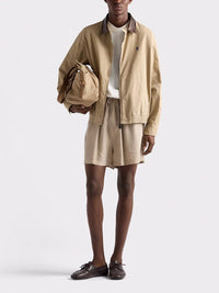 Prada Men Cord Cotton Jacket With Leather Details