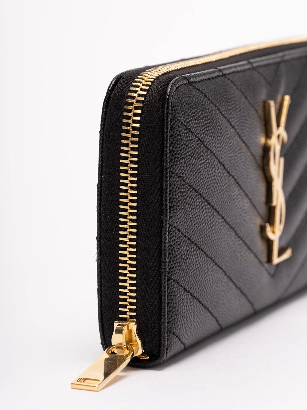 Saint Laurent Women Cassandre Matelasse Zip Around Wallet In Grain De Poudre Leather