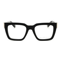 Philipp Plein Eyeglasses Square Full Rim, Shiny Black Frame and Clear Demo Lenses Lens VPP112M0700