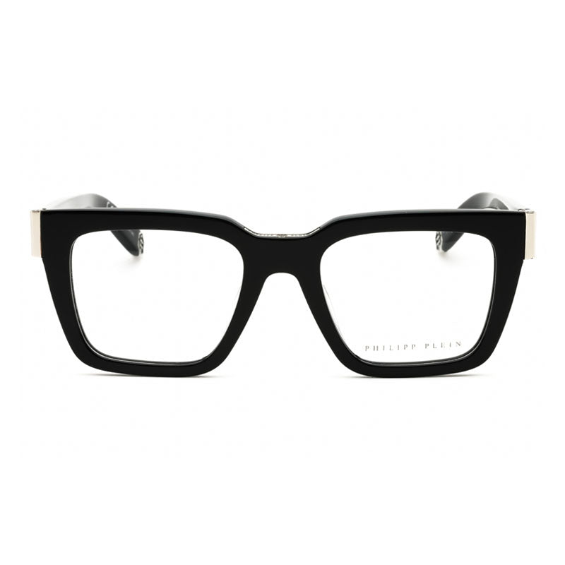 Philipp Plein Eyeglasses Square Full Rim, Shiny Black Frame and Clear Demo Lenses Lens VPP112M0700