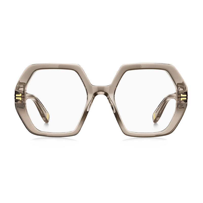 Marc Jacobs Eyeglasses Geometric Full Rim, Transparent Beige Frame and Clear Demo Lenses Lens MJ1077010A00