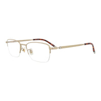 Montblanc Eyeglasses Rectangle Semi Rim, Gold Frame and Clear Demo Lenses Lens MB0133O003