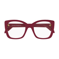 Alexander McQueen Eyeglasses Square Full Rim, Shiny Black Frame and Clear Demo Lens Lens AM0351O002