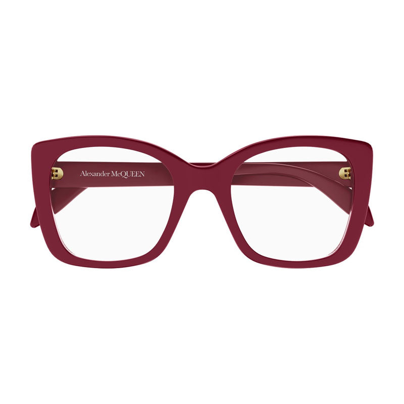 Alexander McQueen Eyeglasses Square Full Rim, Shiny Black Frame and Clear Demo Lens Lens AM0351O002