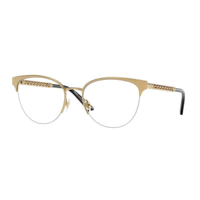 Versace Eyeglasses Cat Eye Semi Rim, Gold Frame and Clear Demo Lenses Lens VE12971002