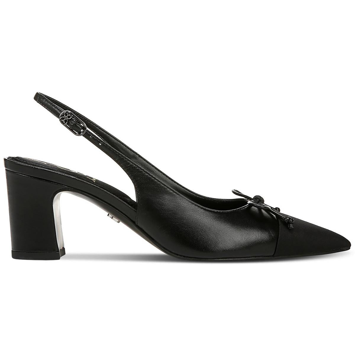 Willette Womens Leather Block Heel Slingback Heels