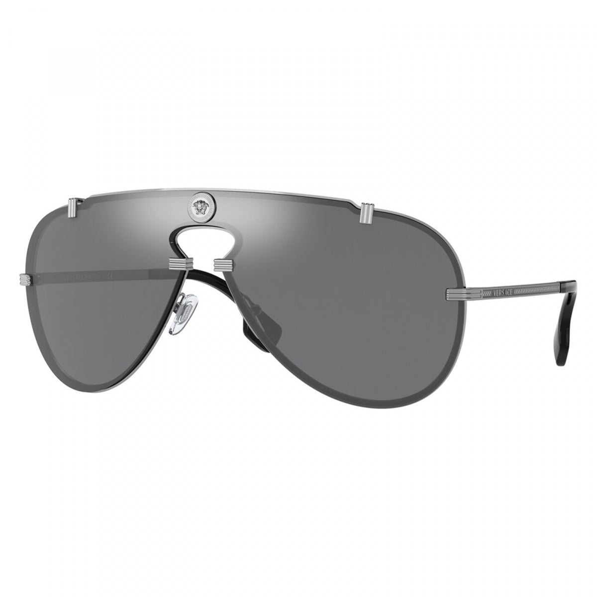 Versace Sunglasses Aviator Full Rim, Gunmetal Frame and Dark Grey Mirror Lens VE224310016G