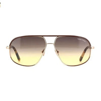 Tom Ford Sunglasses Aviator Full Rim, Shiny Rose Gold Frame and Brown Gradient Lens FT101928F