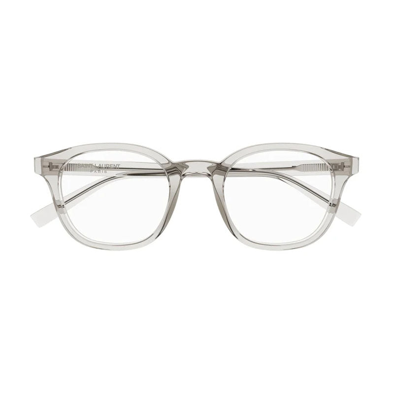 Saint Laurent Eyeglasses Round Full Rim, Transparent Beige Frame and Clear Demo Lenses Lens SL588003