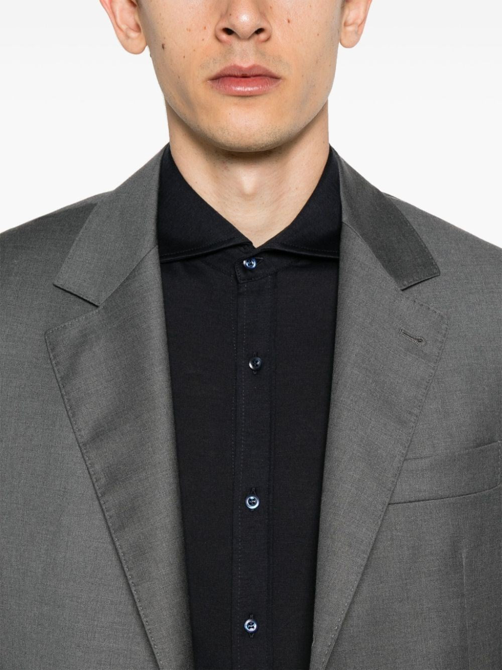 Brunello Cucinelli Men Jersey Shirt With Spread Collar