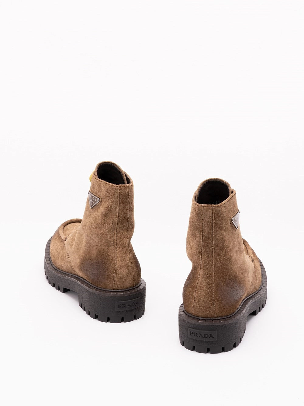 Prada Prada Men Aged Suede Lace-Up Ankle Boots