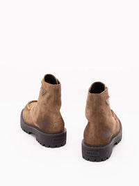 Prada Prada Men Aged Suede Lace-Up Ankle Boots