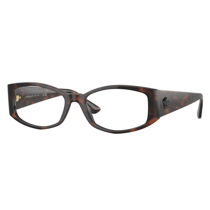 Versace Eyeglasses Geometric Full Rim, Havana Frame and Clear Demo Lenses Lens VE33435429