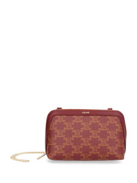 Celine Women "Triomphe" Coated Canvas Clutch On Chain