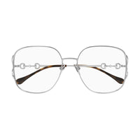 Gucci Eyeglasses Square Full Rim, Silver Frame and Clear Demo Lenses Lens GG1019O002