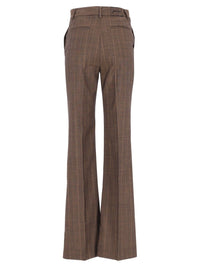 Ganni Women Brown Pinstriped Wool Trousers