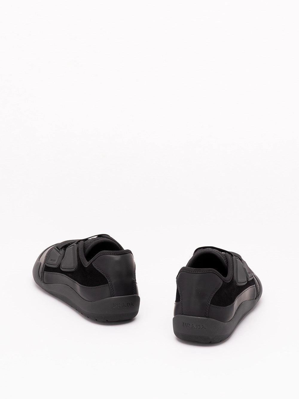 Prada Prada Men Speedrock Leather And Mesh Fabric Sneakers