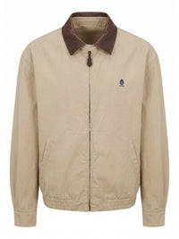 Prada Men Cord Cotton Jacket With Leather Details