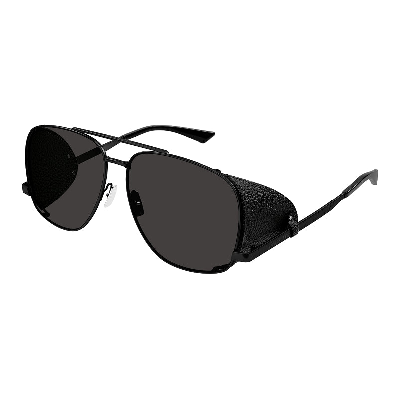 Saint Laurent Sunglasses Aviator Full Rim, Black Frame and Black Lens SL653LEONLEATHERSPOILER002